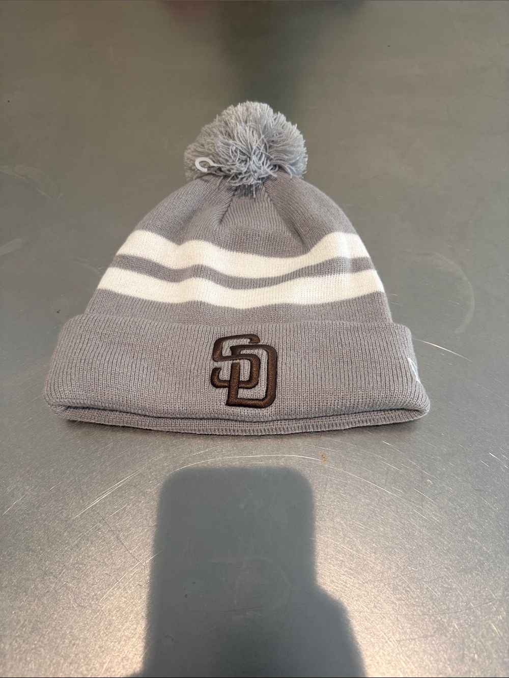 San Diego Padres Grey Pom Beanie with White Stripes NWT